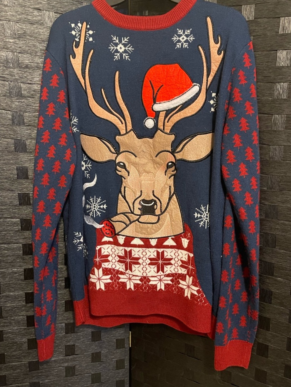 You Look Ugly Today Mens ReinDeer Long Sleeve Christmas Holiday Ugly Sweater M